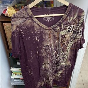 Y2K Brad Butter Purple Sword Graphic Tee